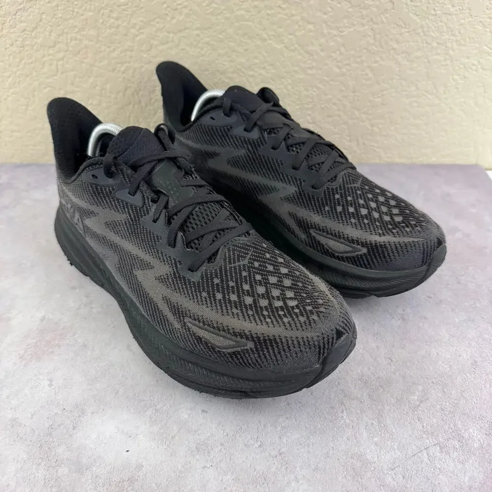 HOKA Clifton 9 Mens 12 D Black Running Shoes 1127895 BBLC